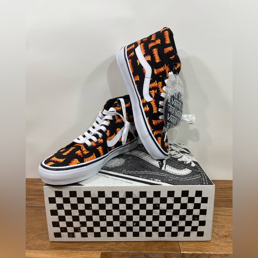 NIB Vans Thrasher sk8 Hi top Sneakers Black /Orange high top skater shoes 8.5